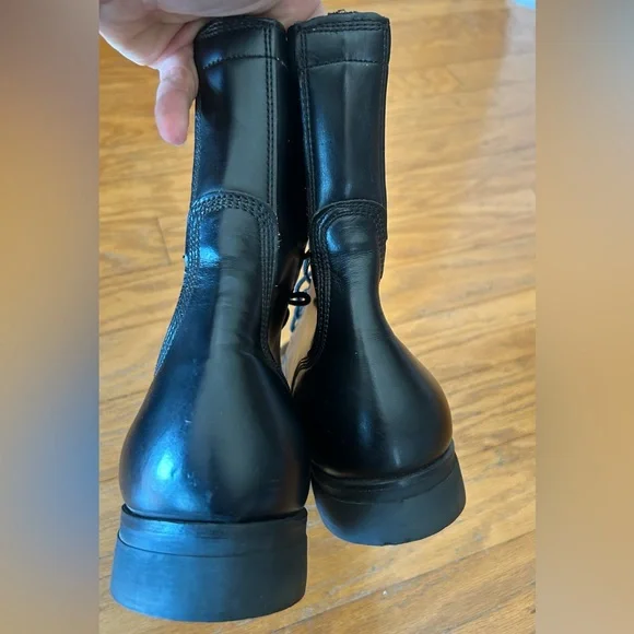 Vintage Brown Shoe Co. Black Combat Military Moto Boots SZ 9N